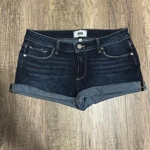 PAIGE Denim Dark Wash Jean Shorts